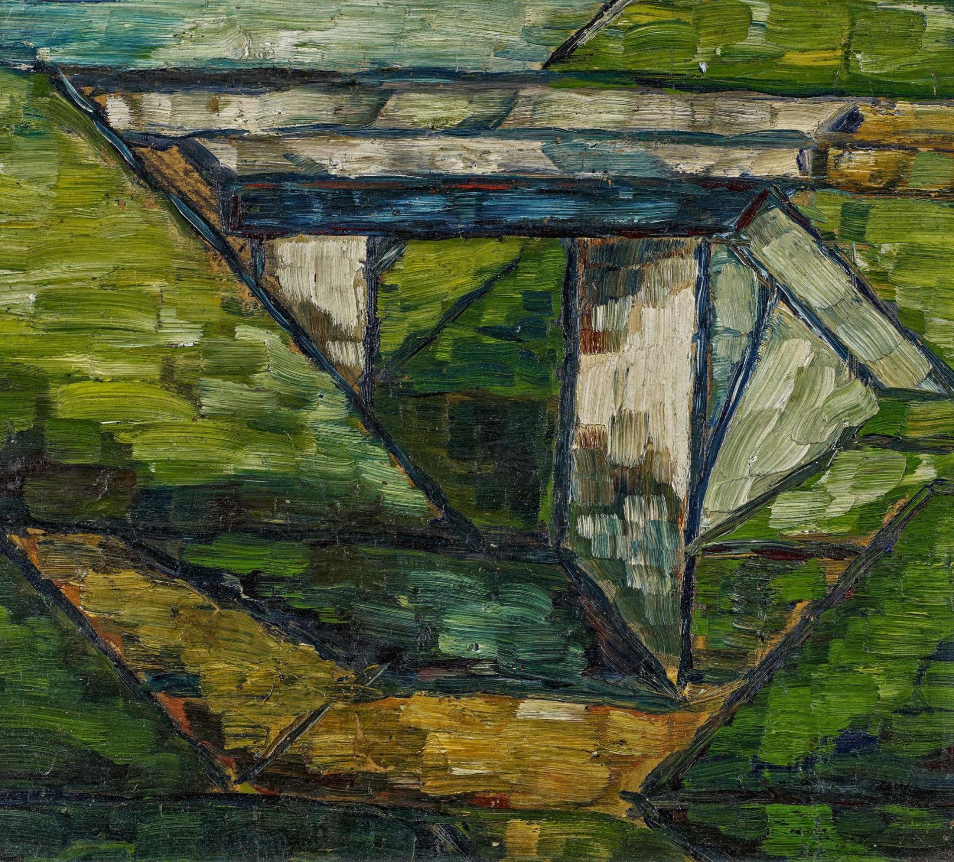 Dexel, Walter1890 Munich - 1973 Brunswick"Bahnunterfahrt II". 1912. Oil on cardboard. 28,5 x 32,5cm.