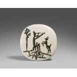 Picasso, Pablo1881 Malaga - 1973 MouginsFlute player and goat. 1956. White earthenware clay,