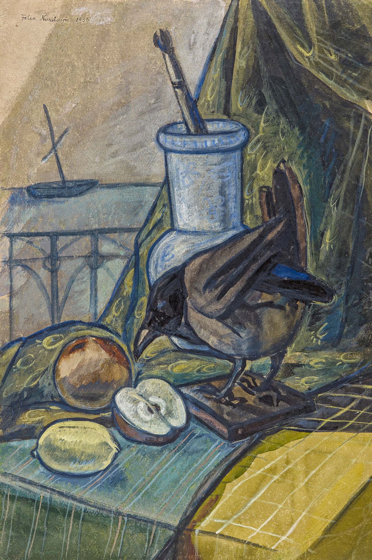 Nussbaum, Felix1904 Osnabrück - 1944 AuschwitzStillleben mit Krähe. 1936. Gouache on paper. 55,5 x