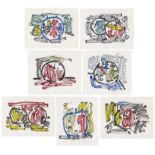 Lichtenstein, RoyNew York 1923 - 1997Seven Apple Woodcuts Series. 1982/83. Seven colour woodcuts