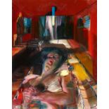 Frank, Natalie1980 Austin, TX/USA"Praying in bed". 2011. Oil on canvas. 162 x 127cm. Signed,