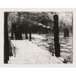 Nolde, Emil1867 Nolde - 1956 SeebüllHamburger Landungsbrücke. 1910. Etching on vellum. 31 x 41cm (