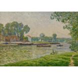 Maufra, Maxime Camille Louis1861 Nantes - 1918 PoncéRemorquage sur l'Oise, l'Ile-Adam. 1901. Oil