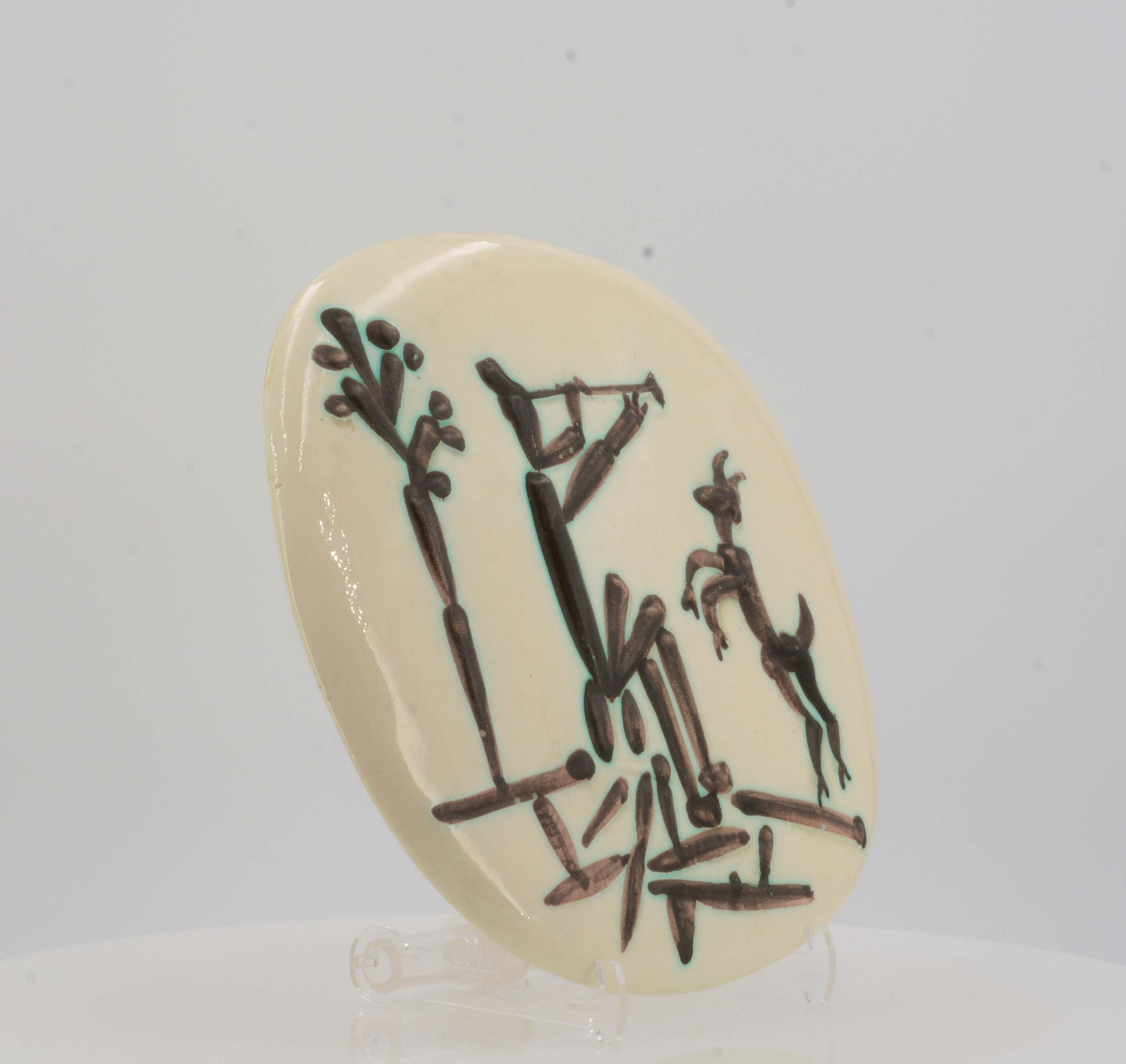 Picasso, Pablo1881 Malaga - 1973 MouginsFlute player and goat. 1956. White earthenware clay, - Image 9 of 9