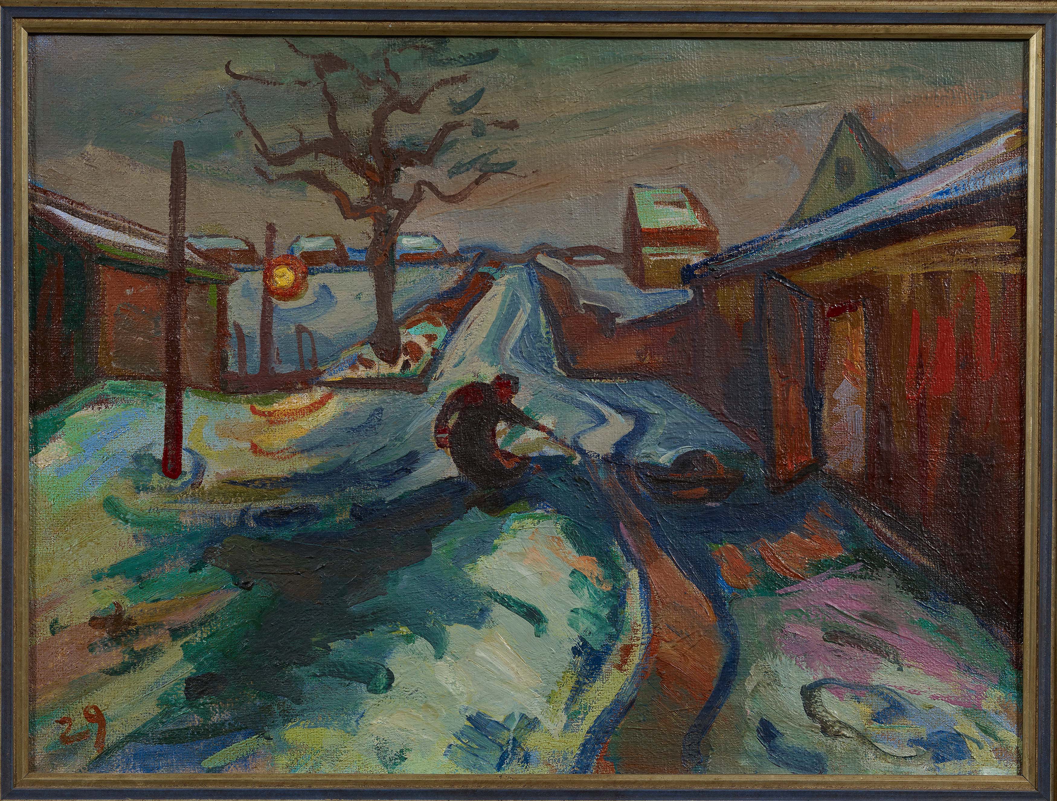 Gotsch, Friedrich KarlSt. Peter Ording 1900 - 1984Der Kohlenschuppen. 1929. Oil on coarse canvas. 61 - Image 2 of 3
