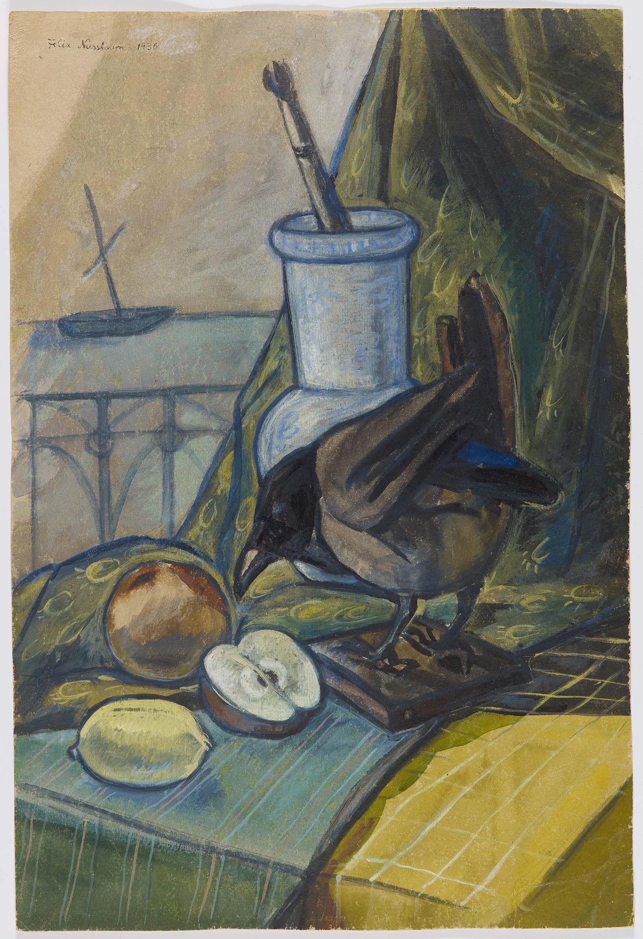 Nussbaum, Felix1904 Osnabrück - 1944 AuschwitzStillleben mit Krähe. 1936. Gouache on paper. 55,5 x - Image 2 of 3