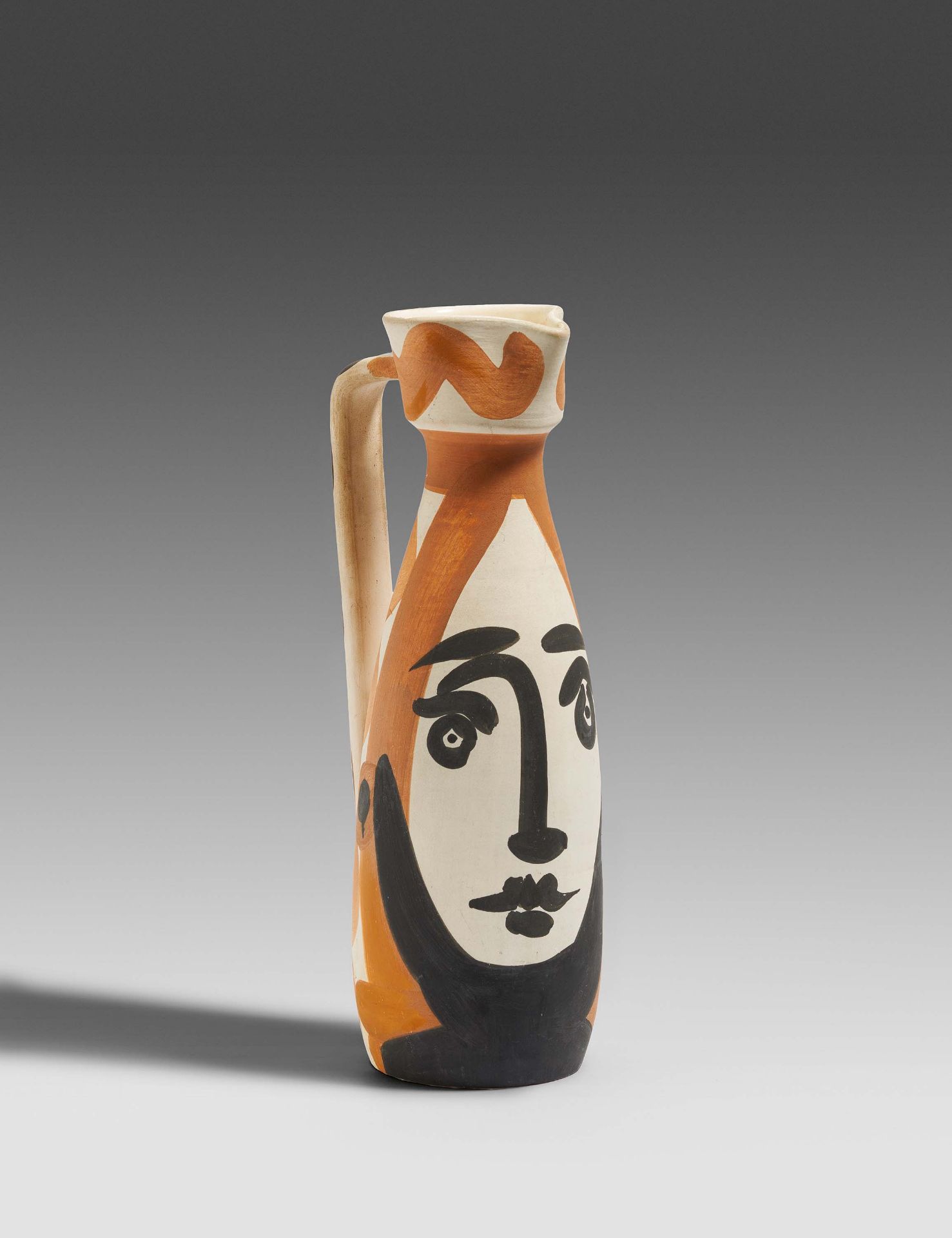 Picasso, Pablo1881 Malaga - 1973 MouginsFace. 1955. White earthenware clay, polychromed and glazed