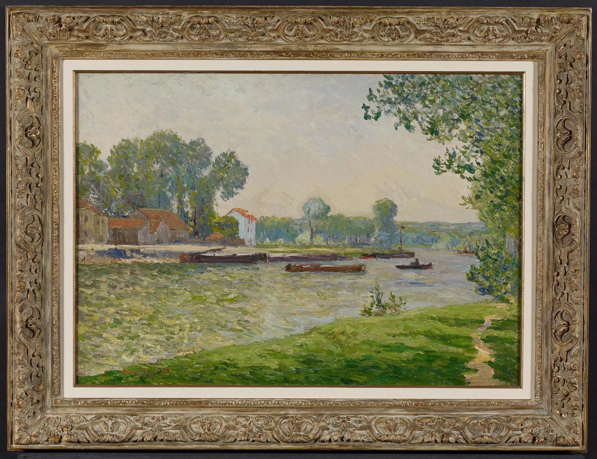 Maufra, Maxime Camille Louis1861 Nantes - 1918 PoncéRemorquage sur l'Oise, l'Ile-Adam. 1901. Oil - Bild 2 aus 4