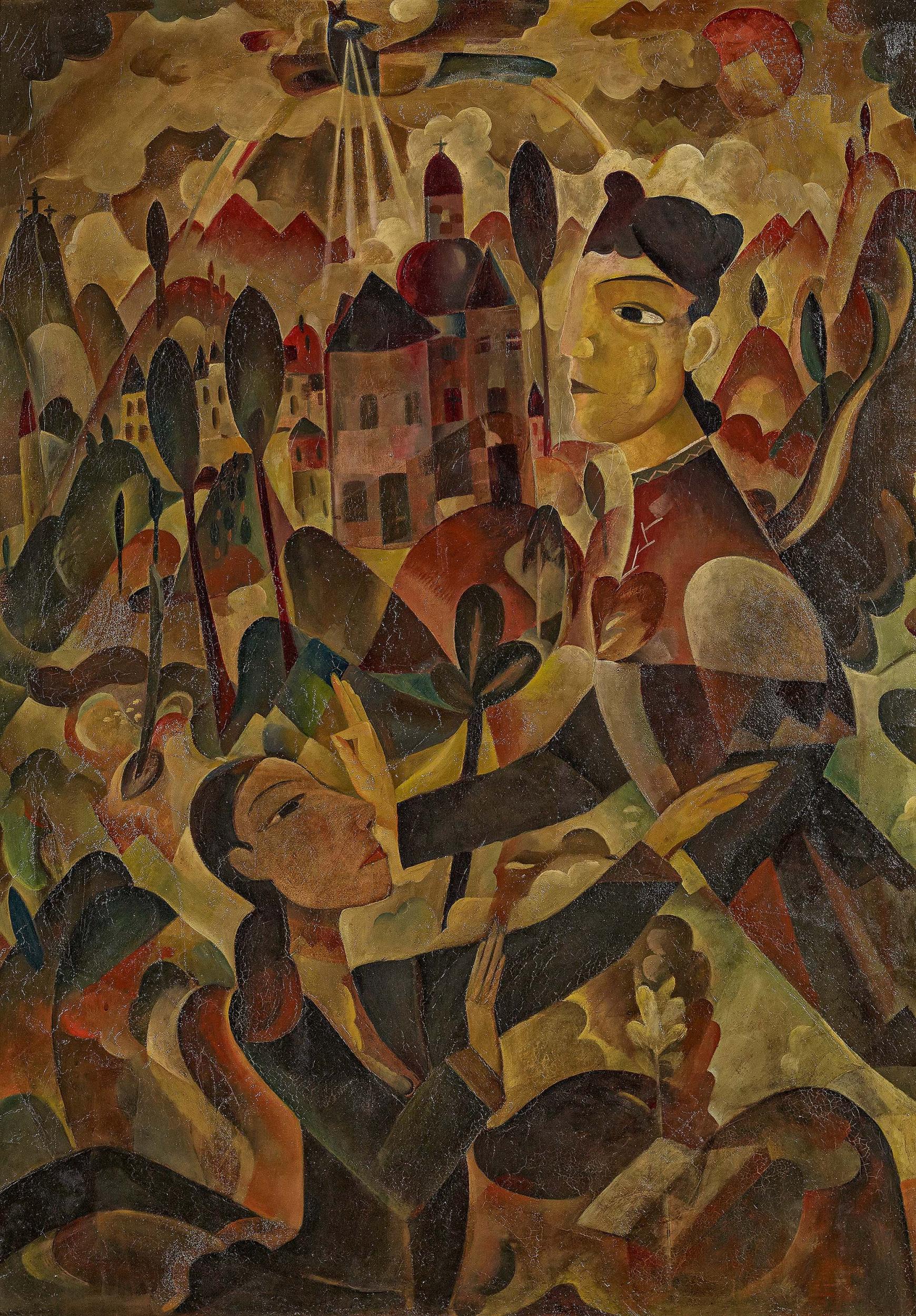 Kölschbach, JosefCologne 1892 - 1947Maria Verkündigung. 1923. Oil on canvas. 112,5 x 82,5cm. Framed.