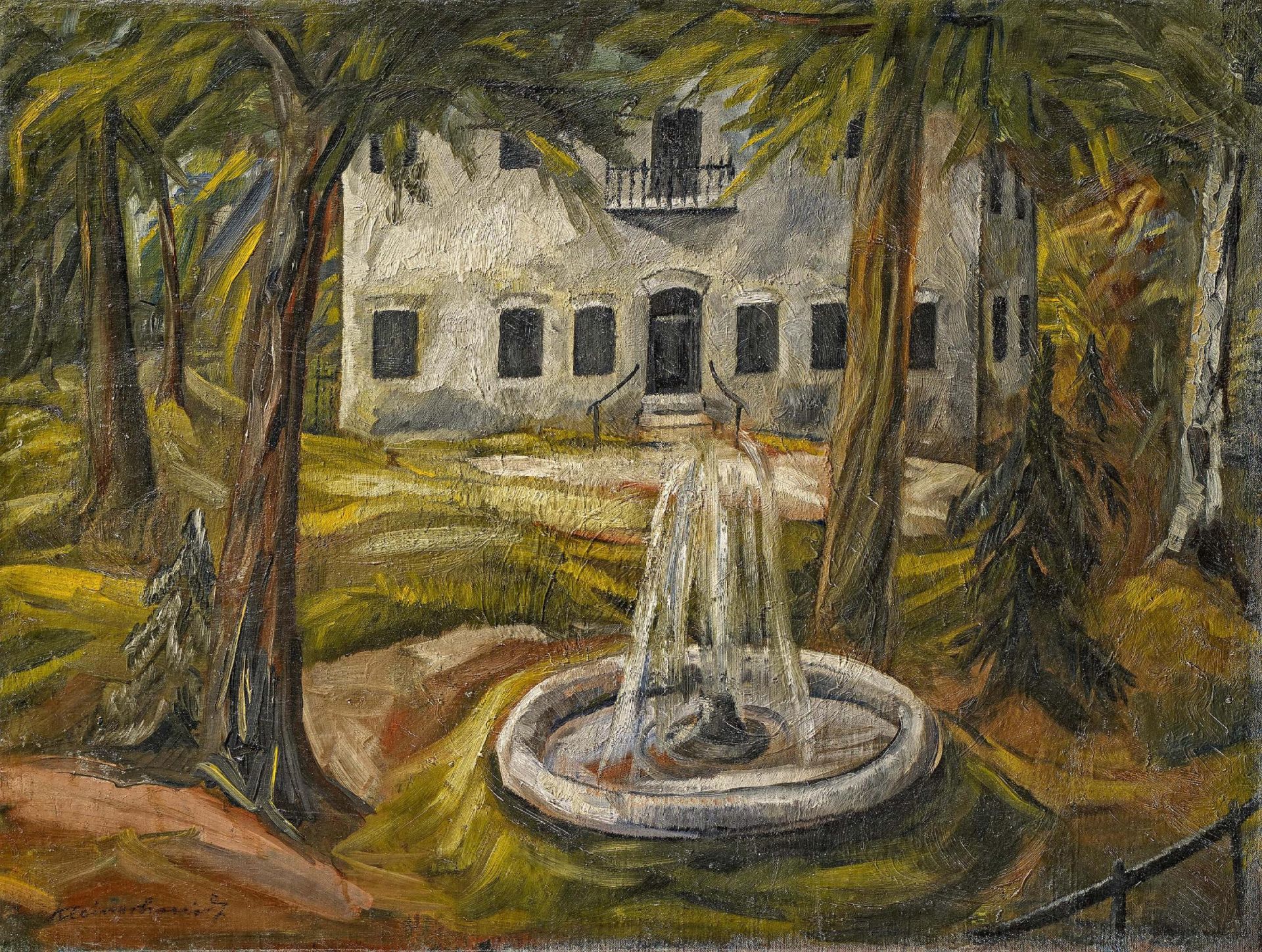 Kleinschmidt, Paul1883 Bobolice - 1949 BensheimSchlosspark. 1909. Oil on canvas. Doubled. 60 x 80cm.