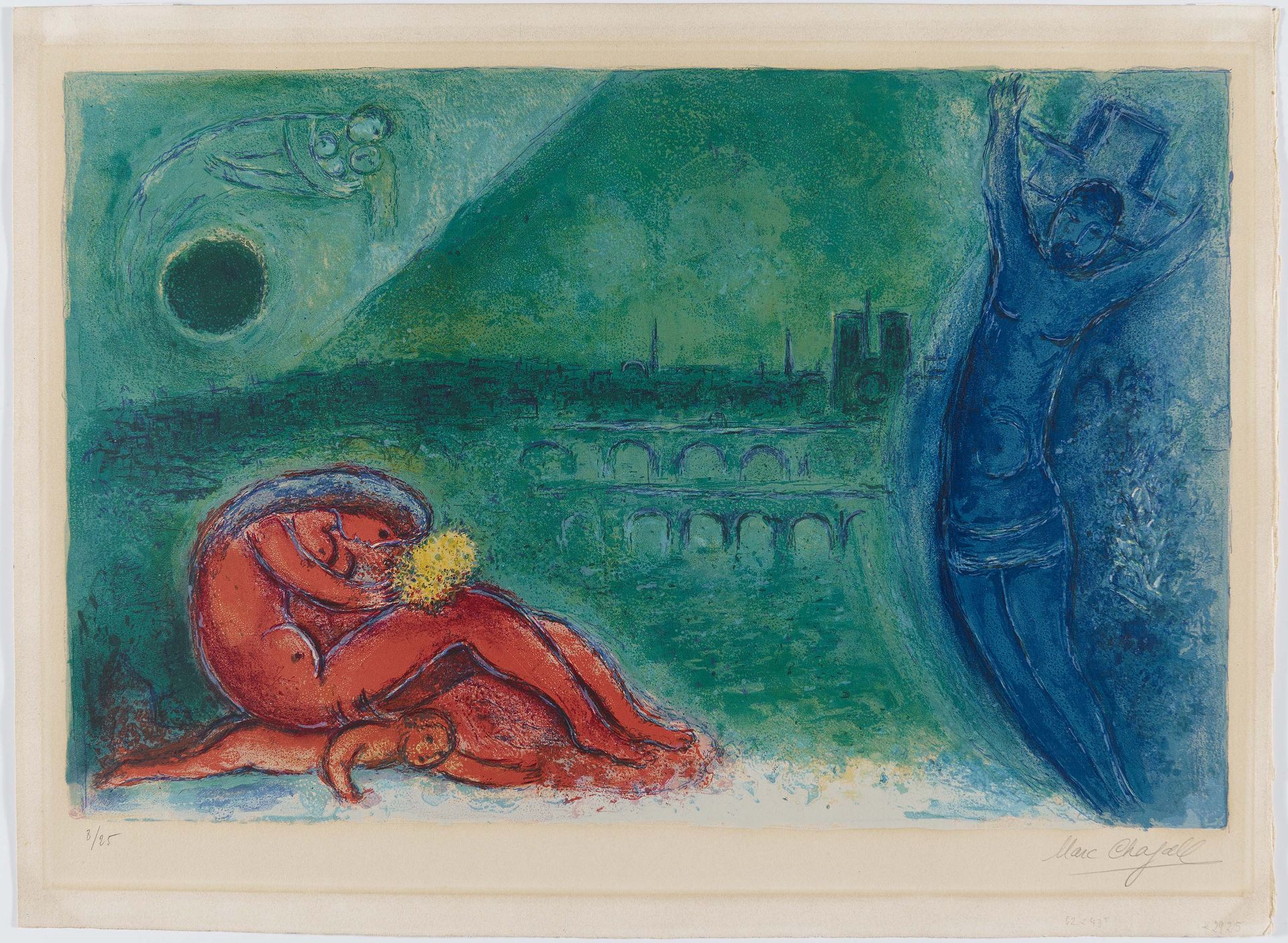 Chagall, Marc1887 Vitebsk - 1985 St. Paul de VenceQuai de la Tournelle. 1960. Colour lithograph on - Bild 2 aus 3