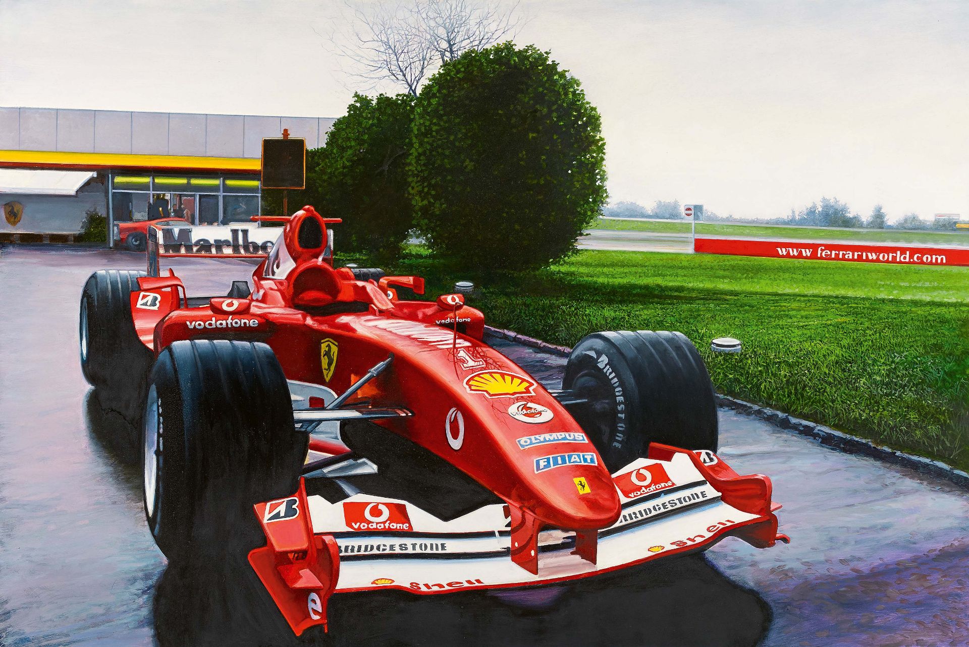 Blackwell, Tom1938 Chicago - 2020 Rhinebeck, NY/USA"Ferrariworld, Fall". 2006. Oil on canvas. 102