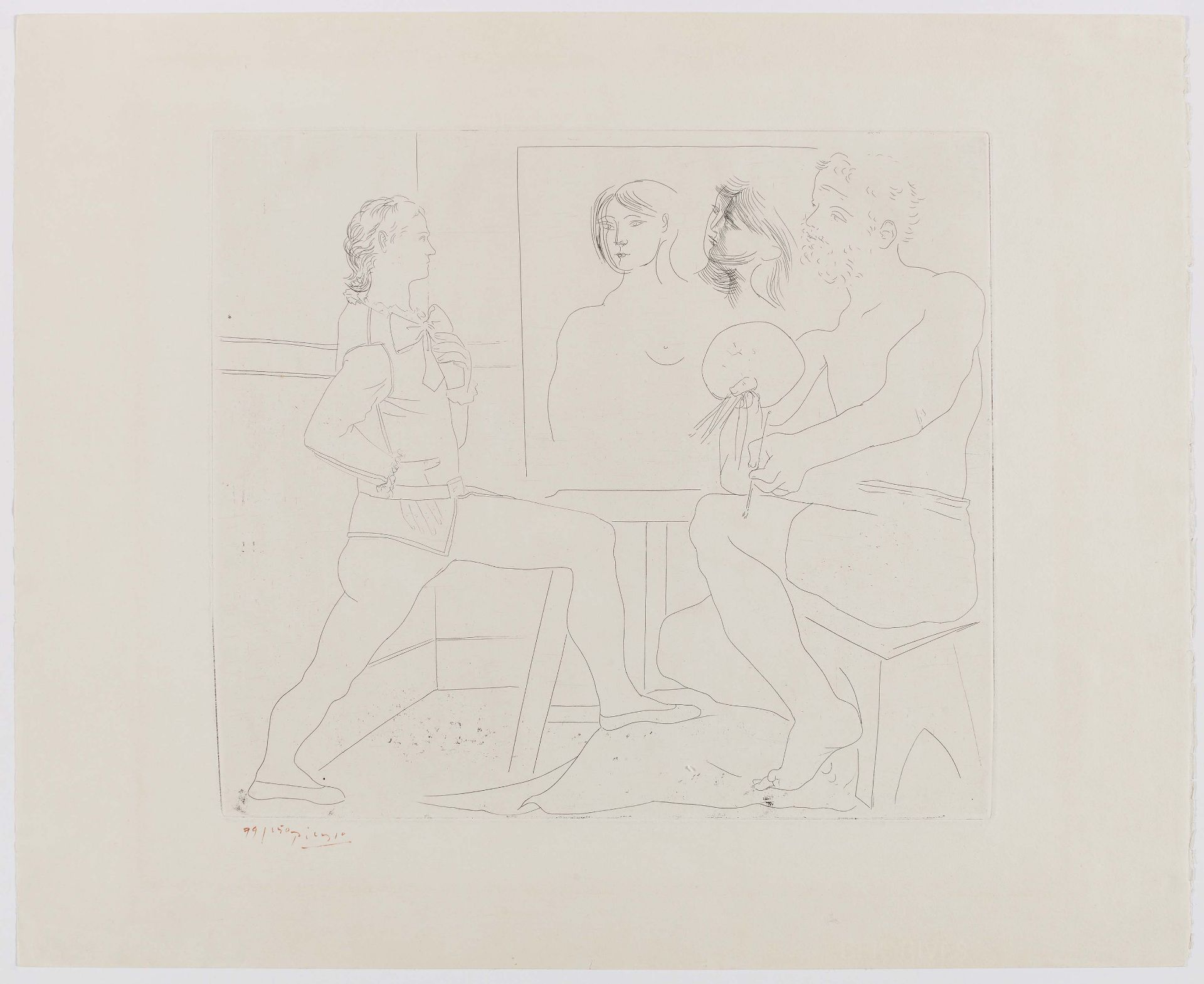 Picasso, Pablo1881 Malaga - 1973 MouginsL'Atelier. 1927. Etching on BFK RIVES (watermark). 35 x 40cm - Bild 2 aus 5