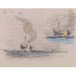 Feininger, LyonelNew York 1871 - 1956Untitled (Sketches with Sailing Ship and Clouds). 1934.