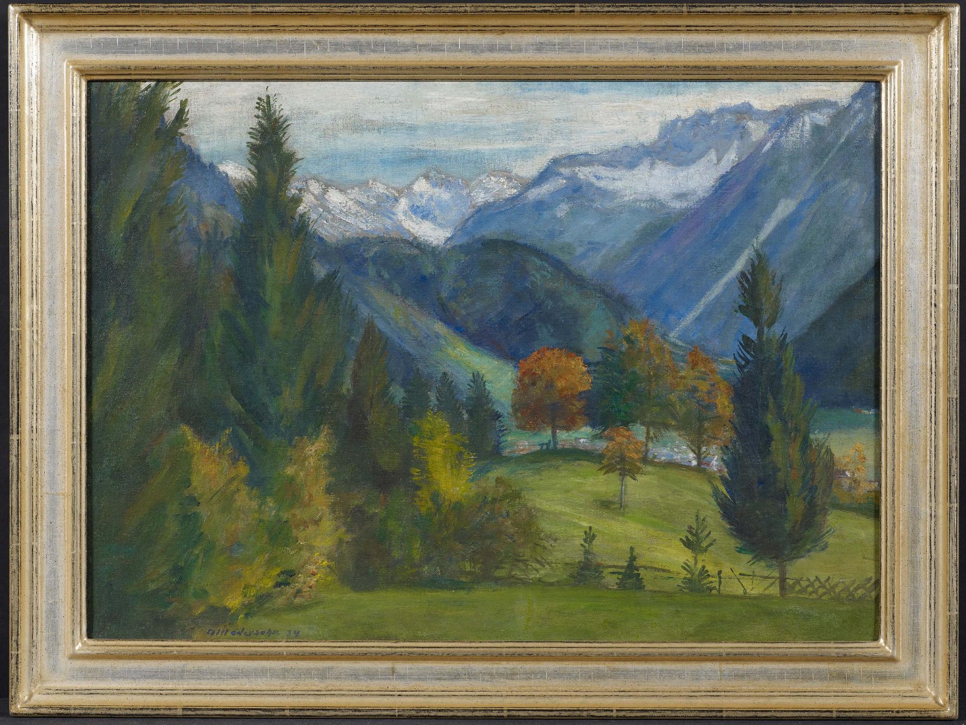 Modersohn, Otto1865 Soest - 1943 RotenburgBlick auf die Hintersteiner Berge. 1934. Oil on canvas. - Image 2 of 4