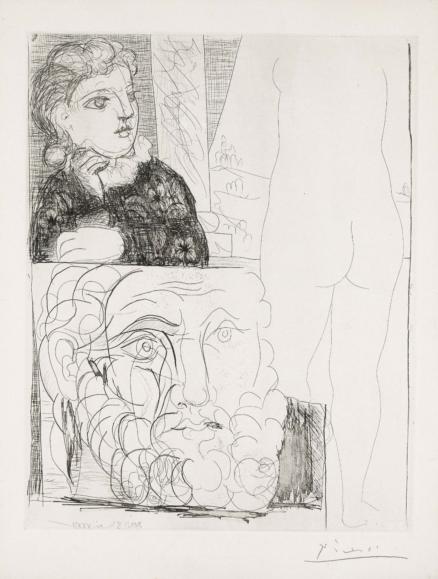 Picasso, Pablo1881 Malaga - 1973 MouginsLa bonne dans l'atelier de sculpture. 1933. Etching on