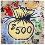 Baechler, Donald1956 Hartford, CT/USA"Money". 2006. Mixed media on paper, collaged. 102 x 102cm.