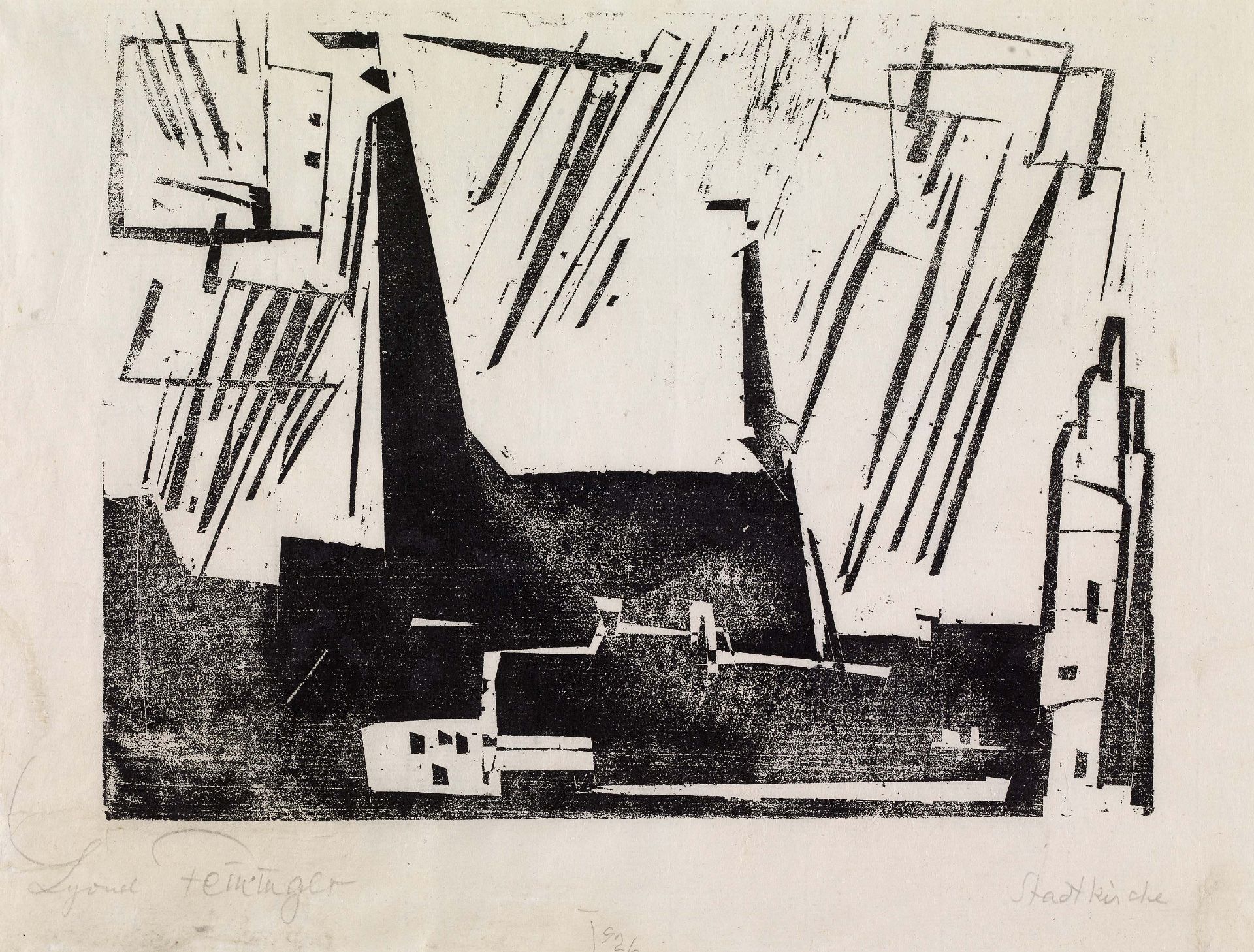 FEININGER, LYONELNew York 1871 - 1956Titel: "Stadtkirche". Datierung: 1926. Technik: Holzschnitt auf