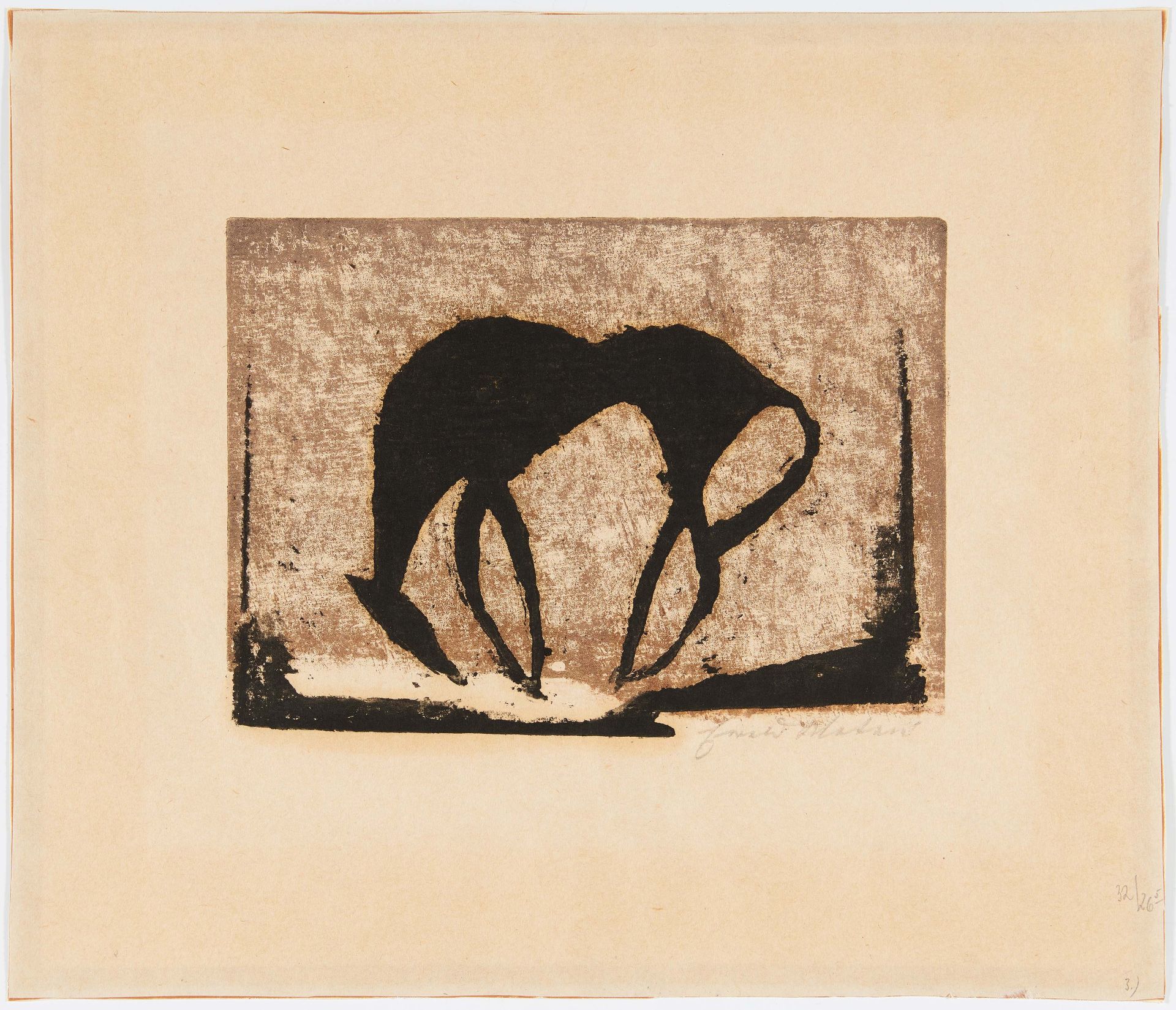 MATARÉ, EWALD1887 Aachen - 1965 BüderichTitel: Fressendes Pferd. Technik: Holzschnitt auf Papier. - Bild 2 aus 3