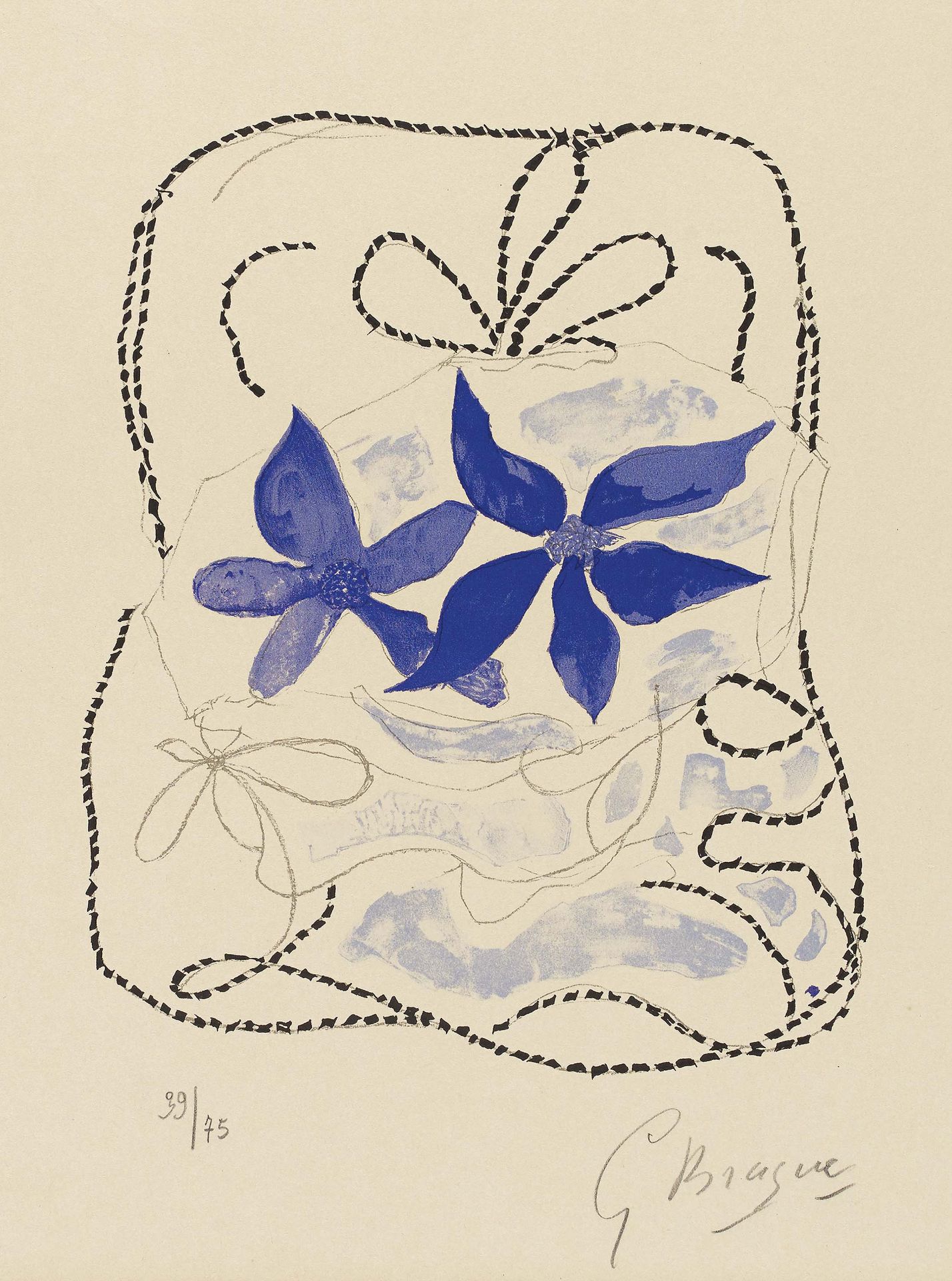 BRAQUE, GEORGES1881 Argenteuil - 1963 ParisTitel: Les deux iris bleues. Untertitel: Aus: Lettera