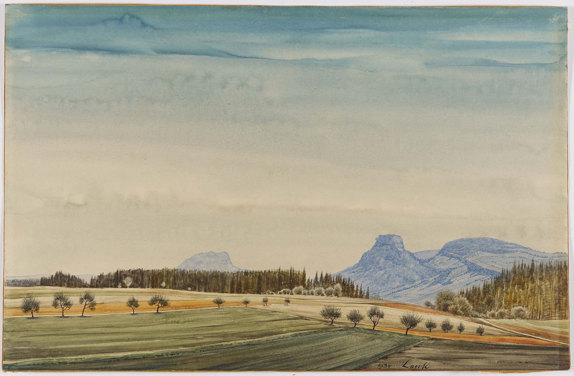 LENK, FRANZ1898 Langenbernsdorf - 1968 FellbachTitel: Landschaft im Hegau mit dem Hohentwiel. - Bild 2 aus 3