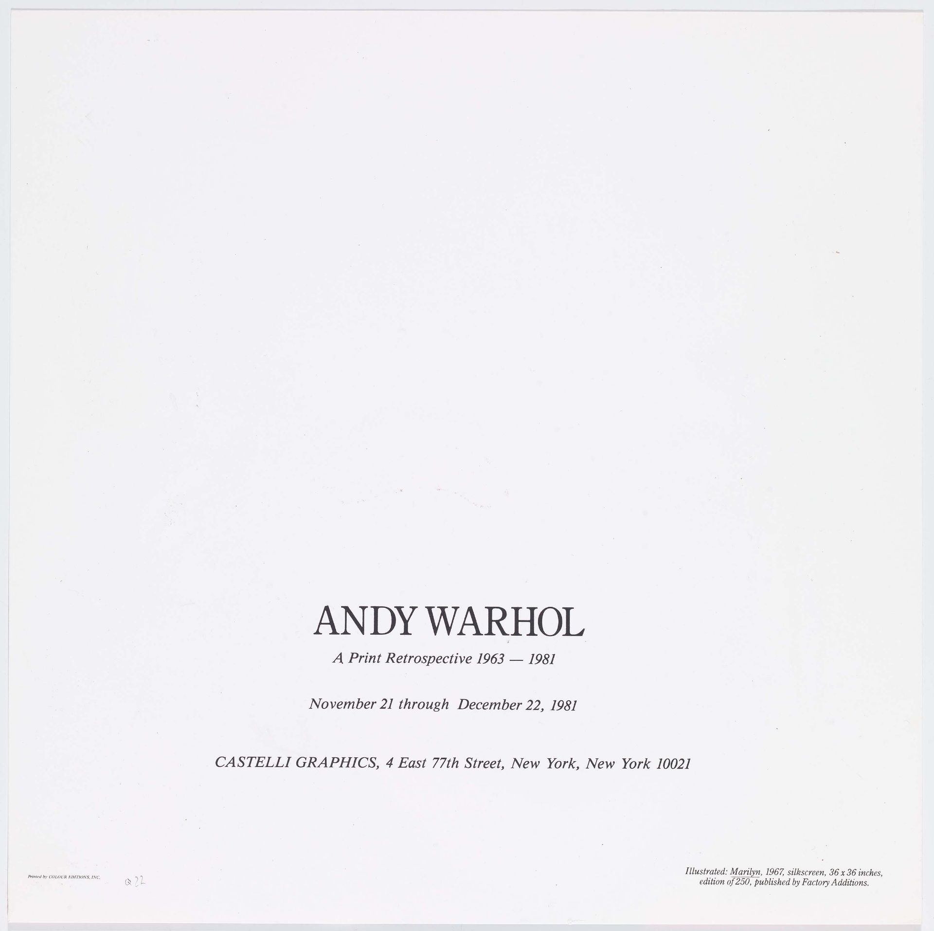 WARHOL, ANDY1928 Pittsburgh - 1987 New YorkTitel: Marilyn (Castelli Mailer). Datierung: 1981. - Bild 3 aus 3