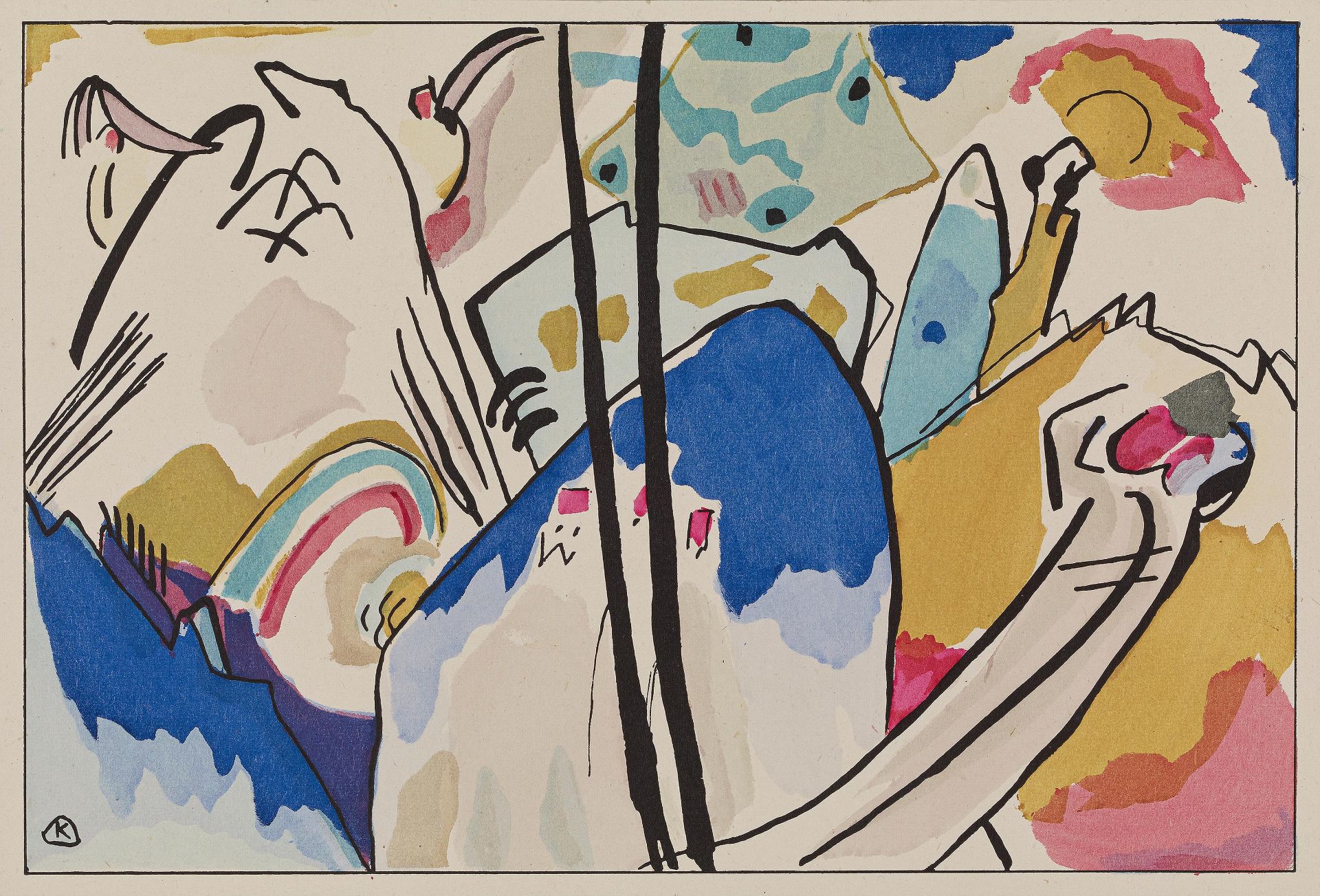 KANDINSKY, WASSILY/MARC, FRANZ1866 Moskau - 1944 Neuilly-sur-Seine/1880 München - 1916 Braquis/ - Image 3 of 5