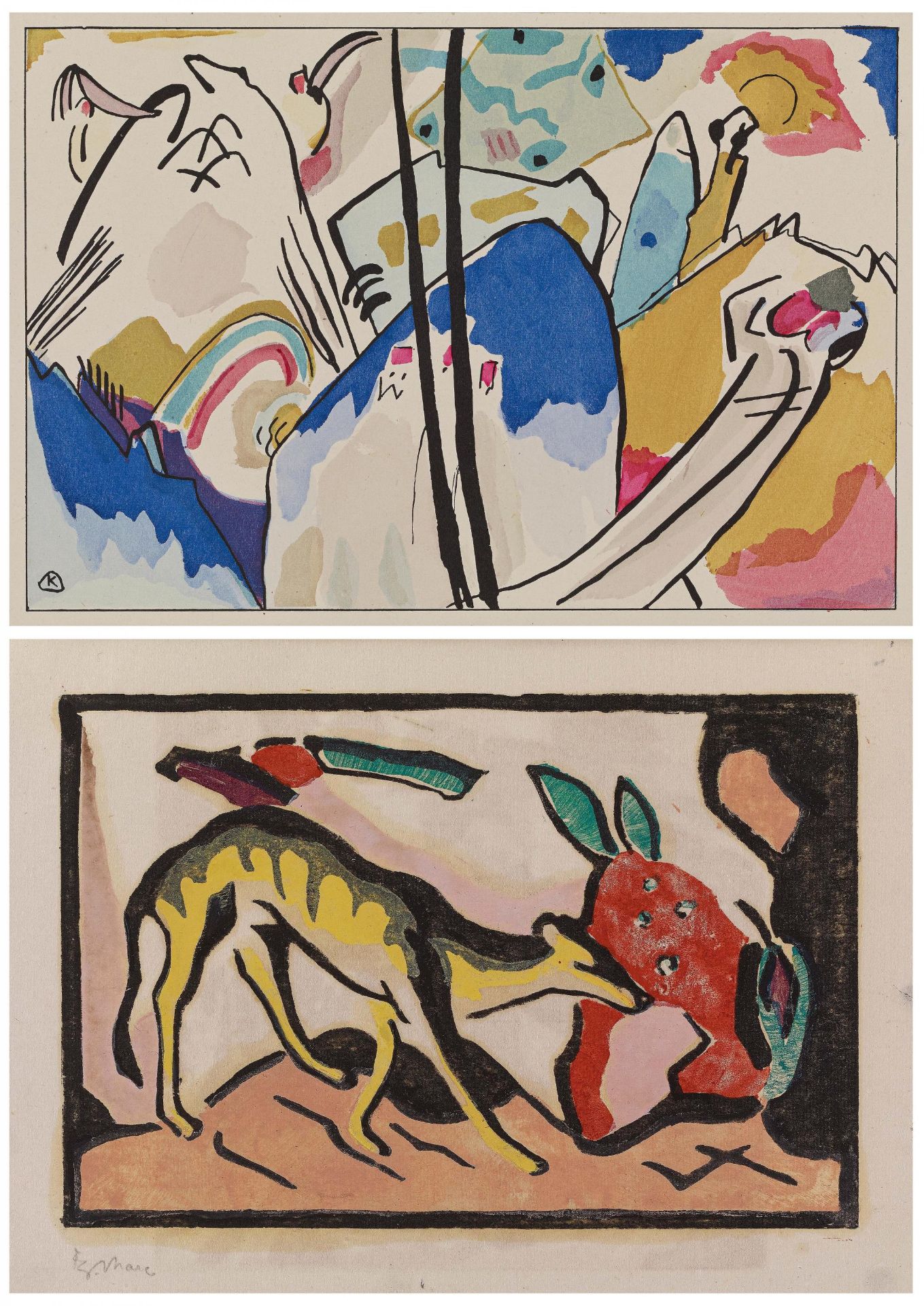 KANDINSKY, WASSILY/MARC, FRANZ1866 Moskau - 1944 Neuilly-sur-Seine/1880 München - 1916 Braquis/