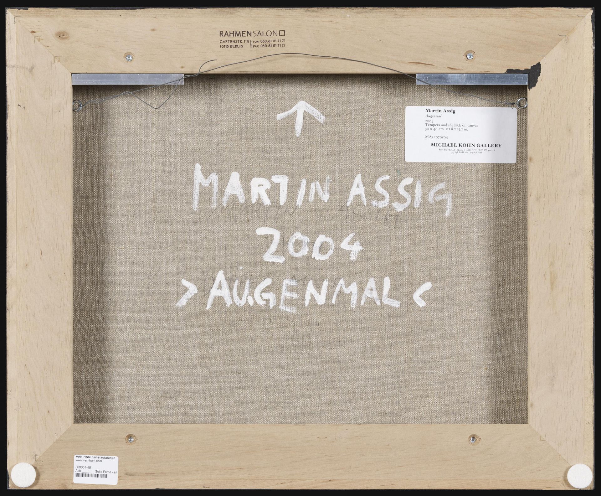 ASSIG, MARTIN1959 SchwerinTitel: "Augenmal". Datierung: 2004. Technik: Tempera und Schellack auf - Bild 3 aus 3