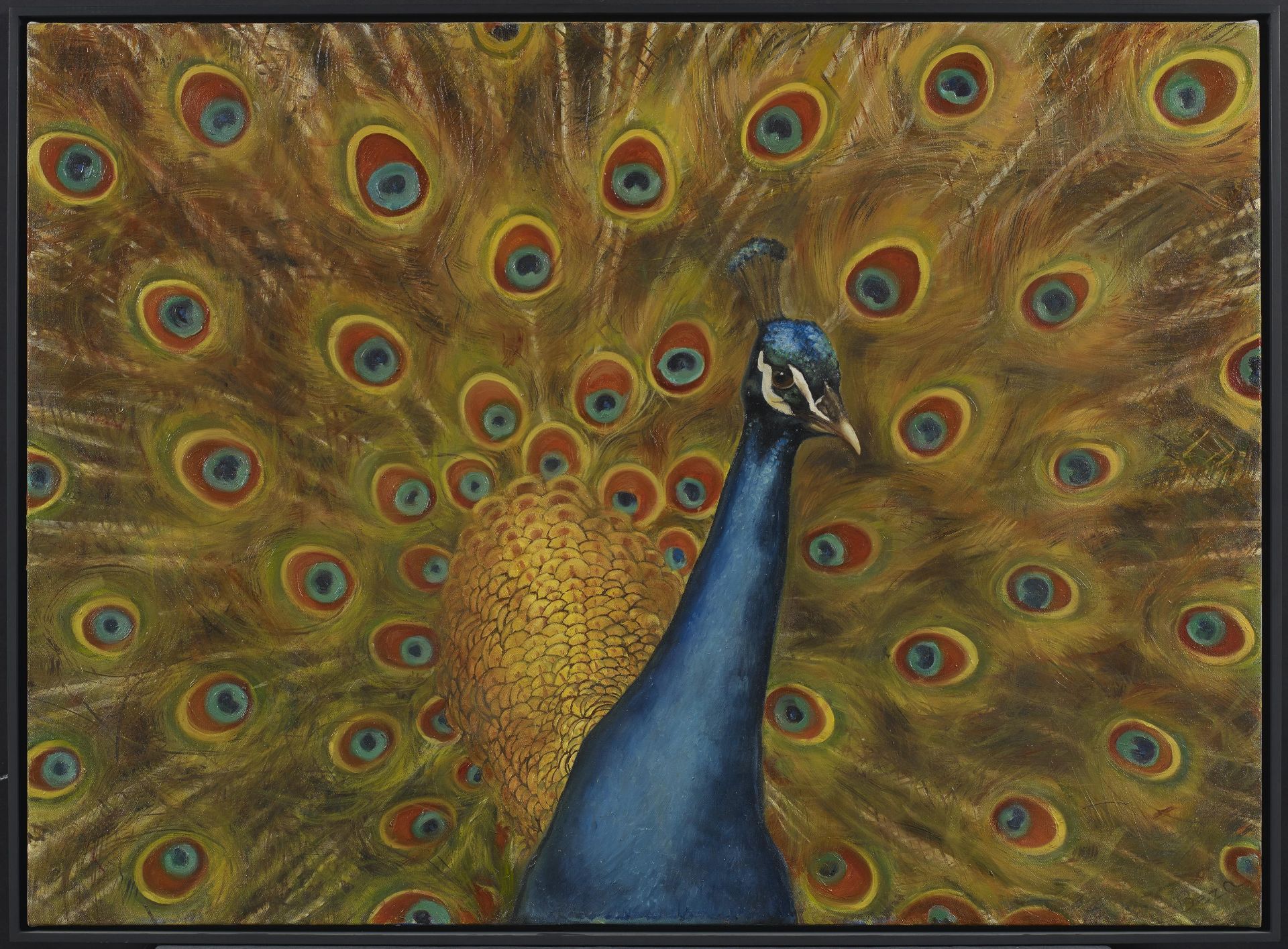 BEZA1974 WarschauTitel: "Pfau". Technik: Öl auf Leinwand. Maße: 130 x 95cm. Bezeichnung: Signiert - Image 2 of 3