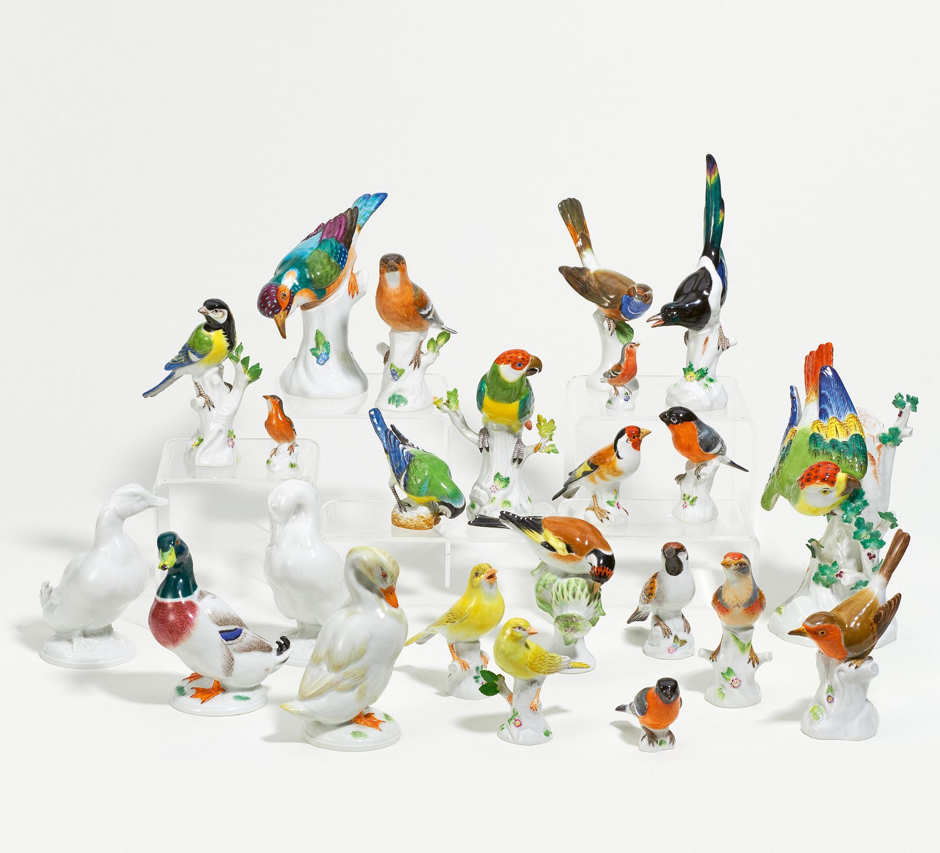 SAMMLUNG VON 17 VOGELFIGUREN.