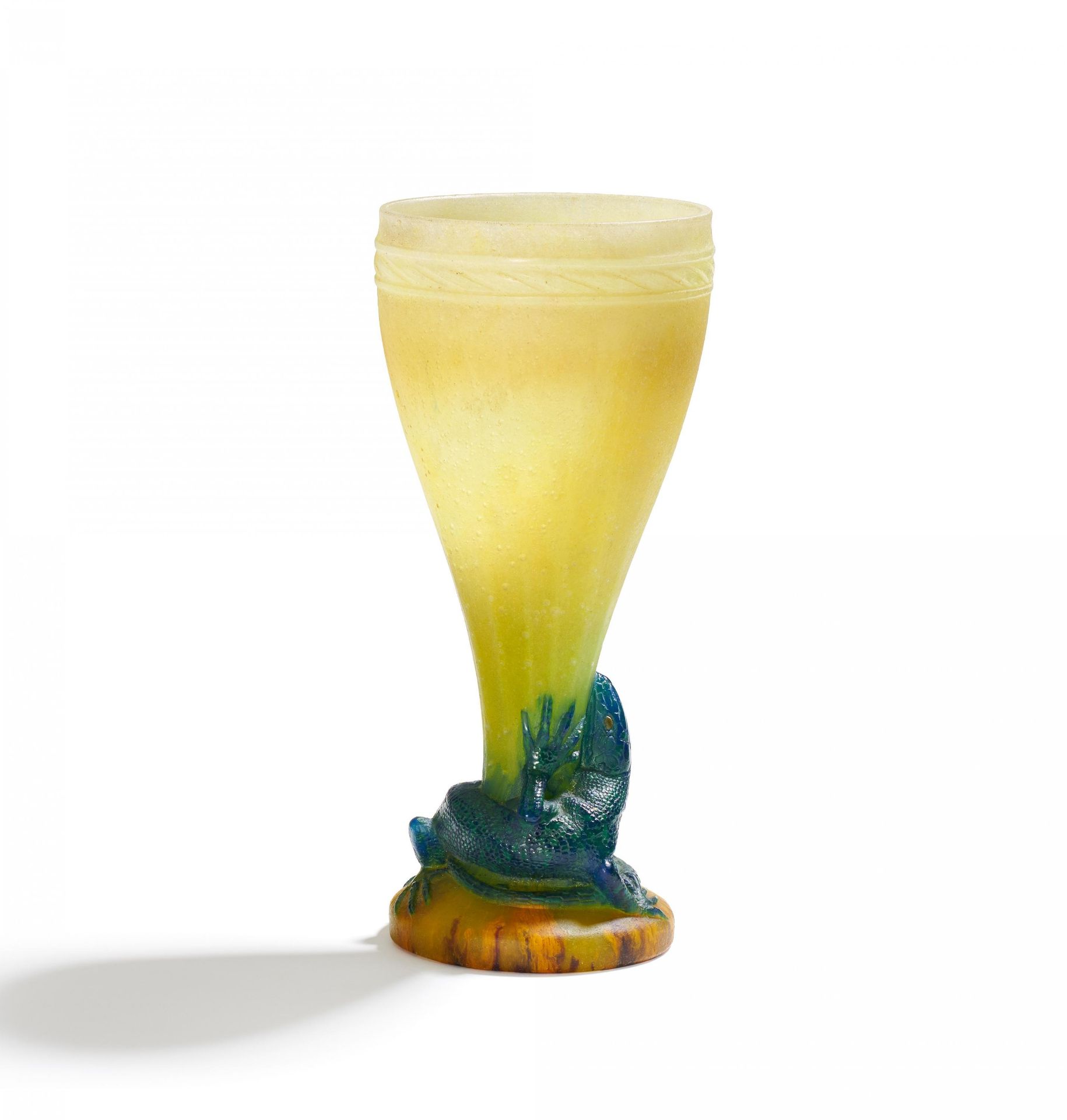 VASE MIT SMARAGDEIDECHSE.