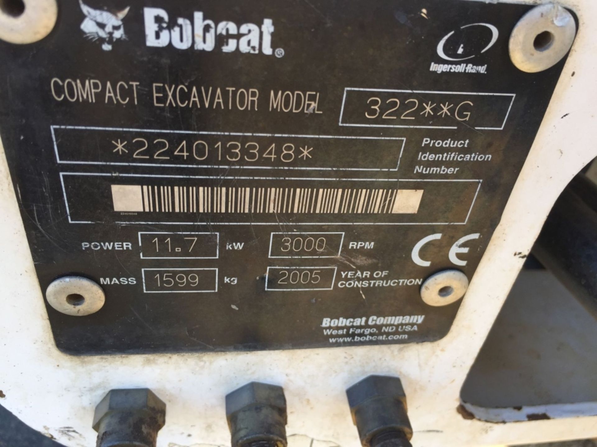 2005 Bobcat 322 Mini Excavator, - Image 22 of 23