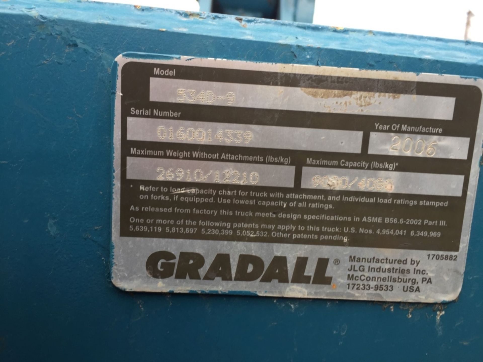 2006 Gradall 534D9-45 Forward Reach Forklift, - Image 15 of 21