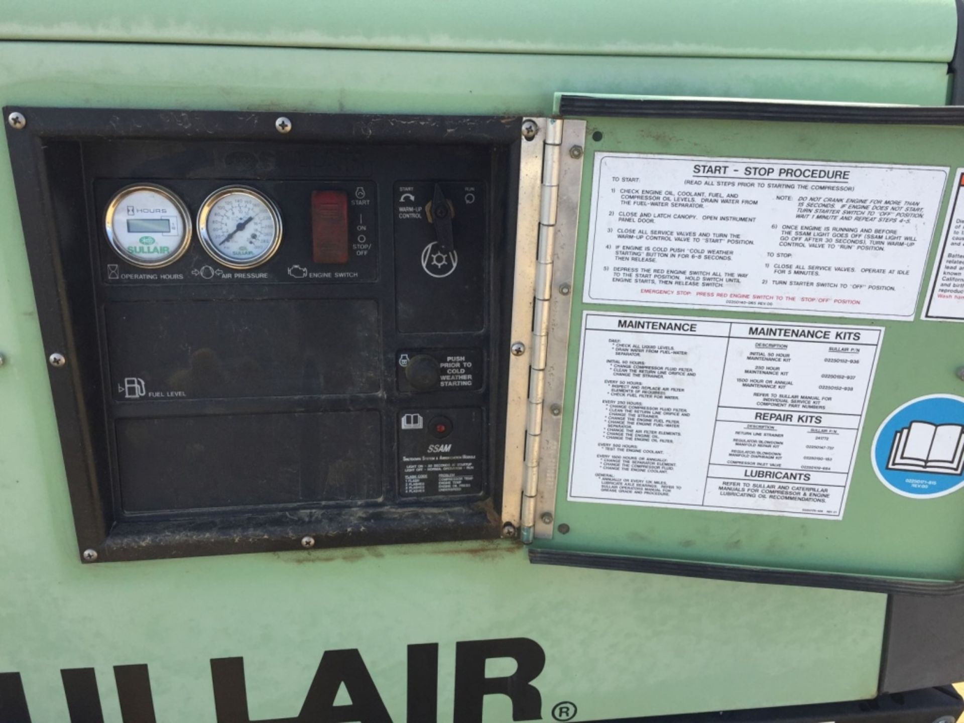 2014 Sullair 49HP185DPQ 185 CFM Air Compressor, - Image 9 of 14