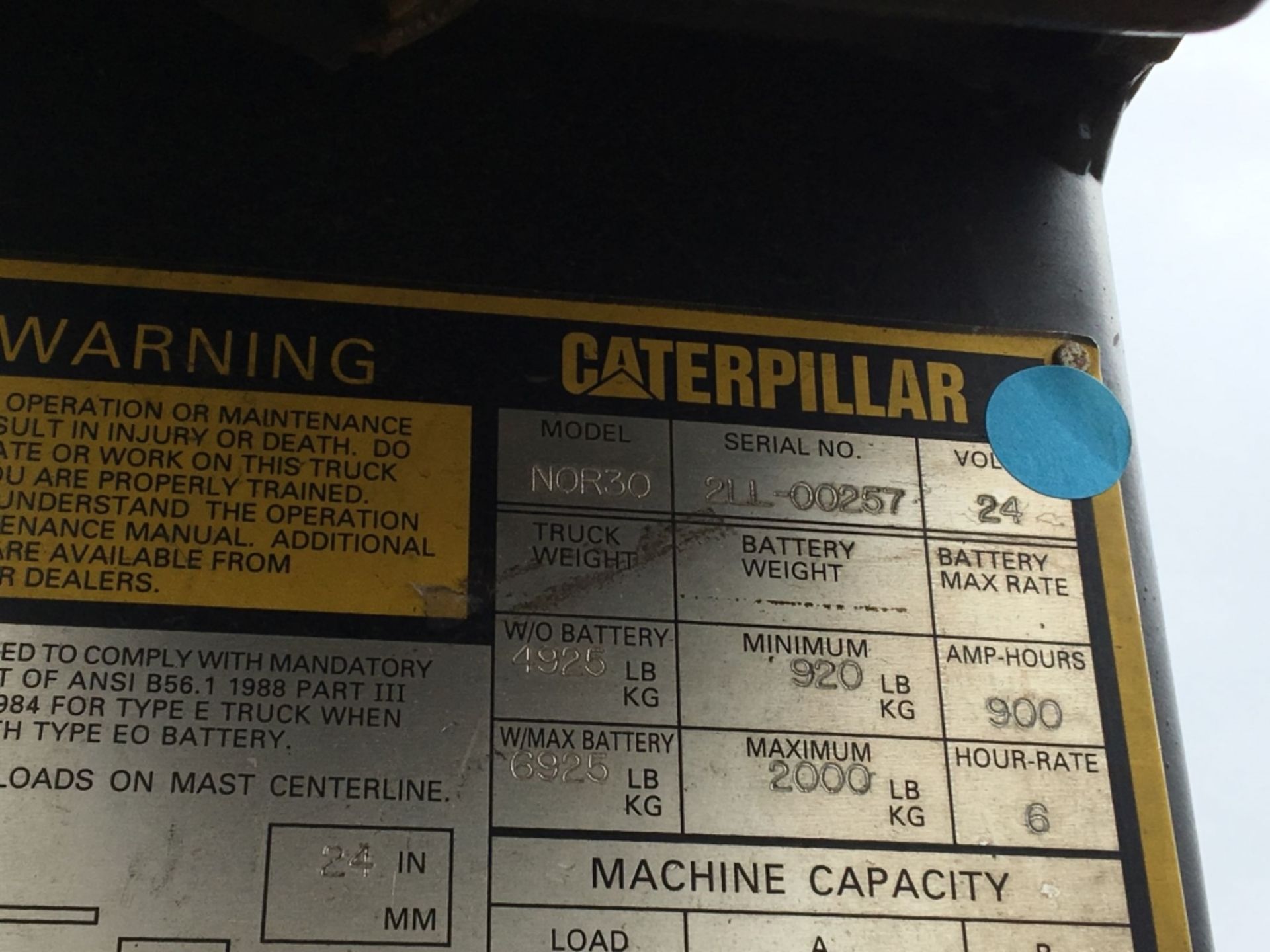 Caterpillar NOR3OP Stand-On Warehouse Forklift, - Image 102 of 102