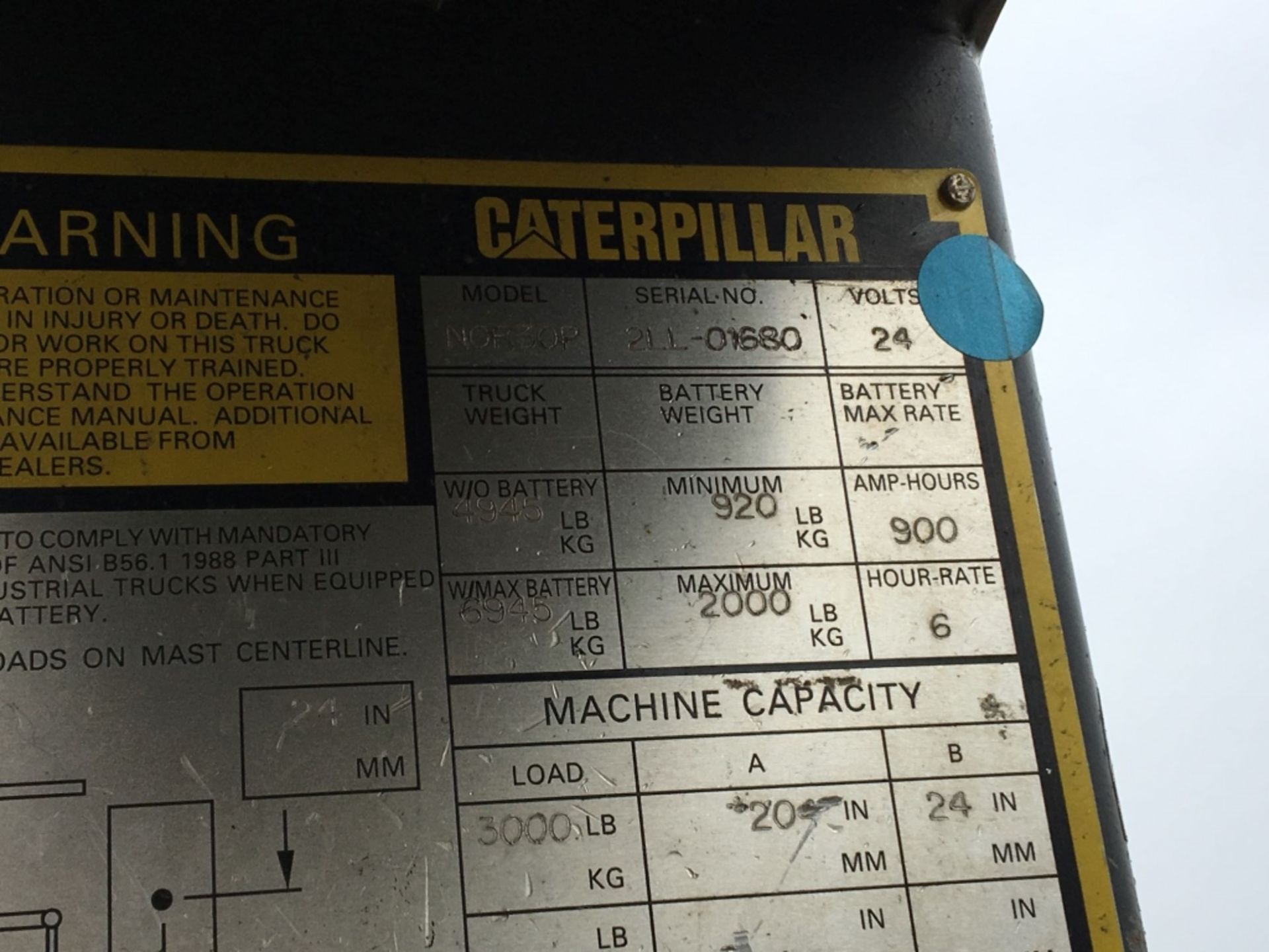 Caterpillar NOR3OP Stand-On Warehouse Forklift, - Image 43 of 49