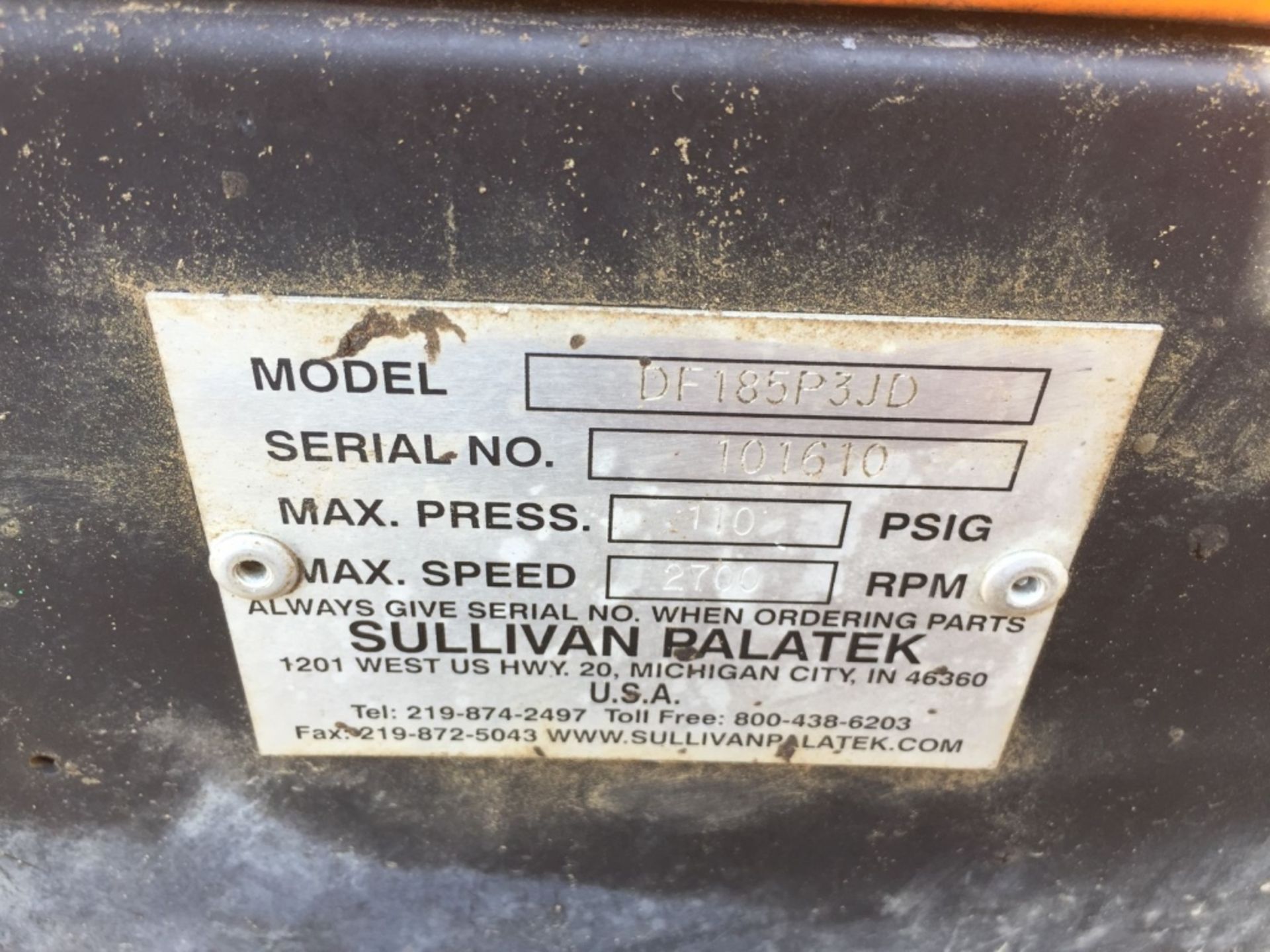 Sullivan-Palatek DF185P3JD 185 CFM Air Compressor, - Image 28 of 28