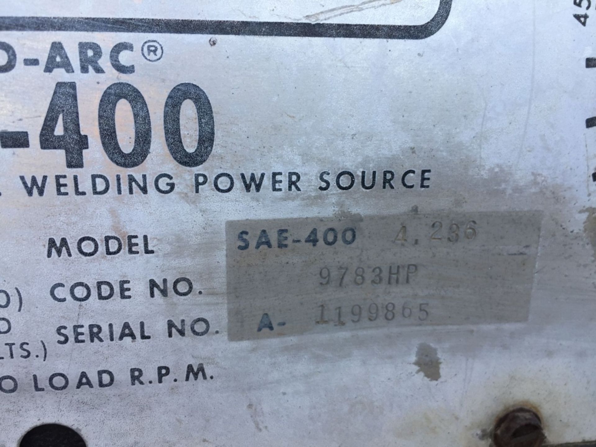 Lincoln SAE400 Shield-ARC 400 AMP Welder - Image 12 of 12