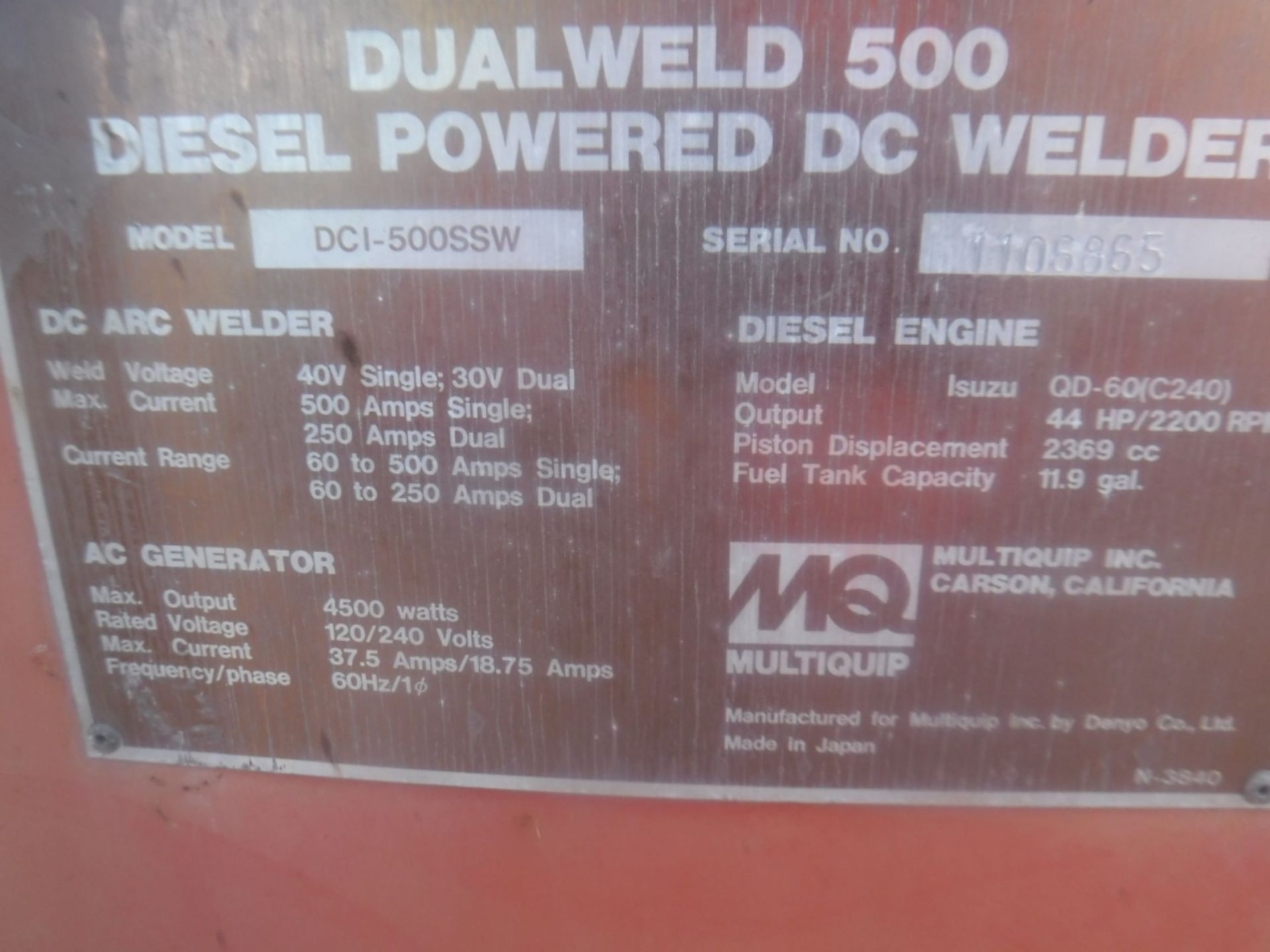MQ Dualweld 500 DCI-500SSW 500 AMP Welder - Image 18 of 21