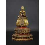 houten sculptuur met voorstelling van Boeddha Ayuttaya, 18e eeuw, Thailand, h. 27cm