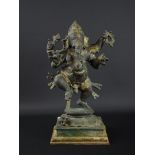 bronzen sculptuur met voorstelling van Ganesh Rajasthan, h. 36 cm