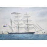 aquarel, 45 x 60, 'Coto Capt. Vuyk', scheepsportret, gesigneerd r.o. A. Bordeaux
