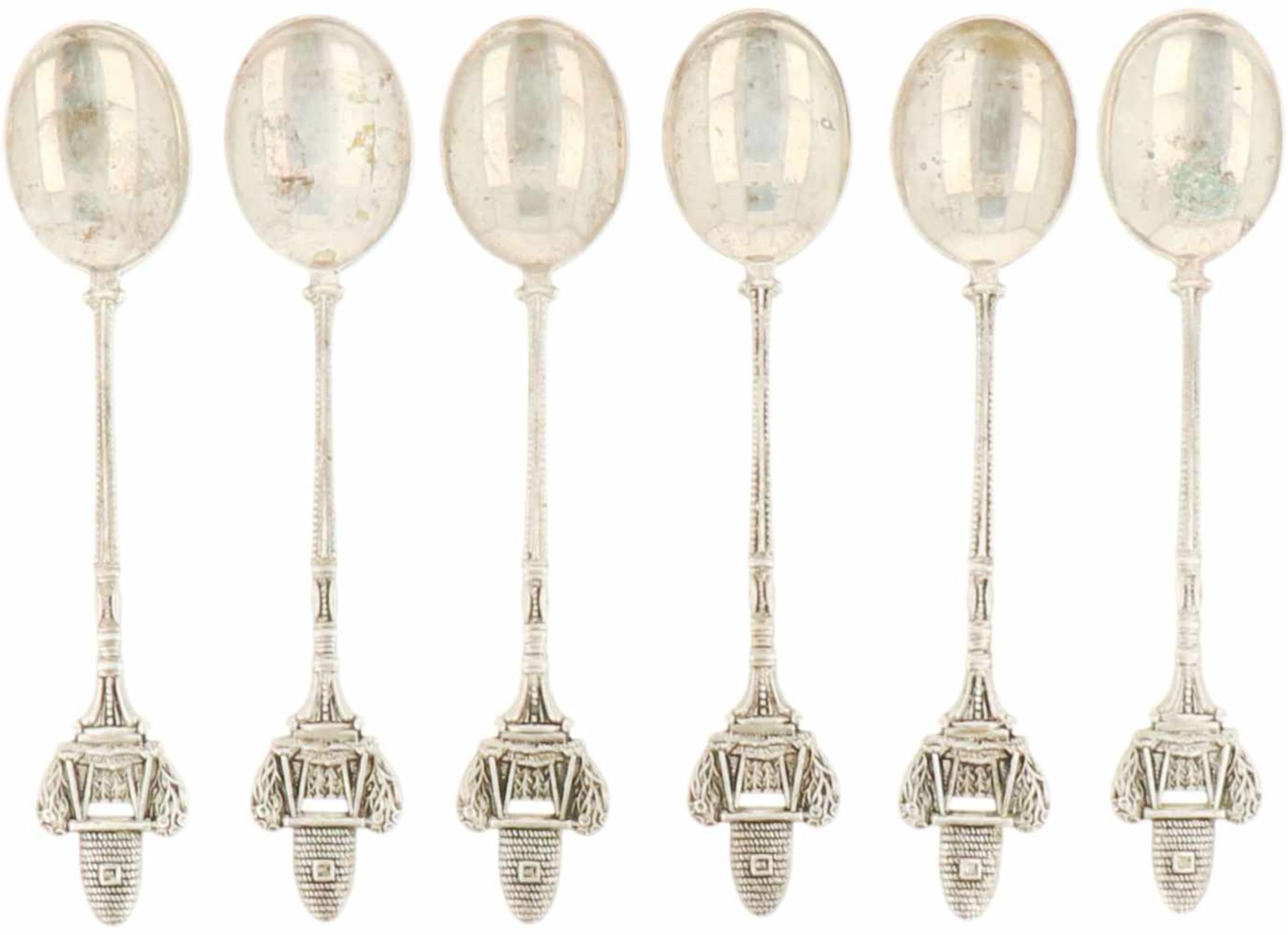 (6) Piece set of silver teaspoons.