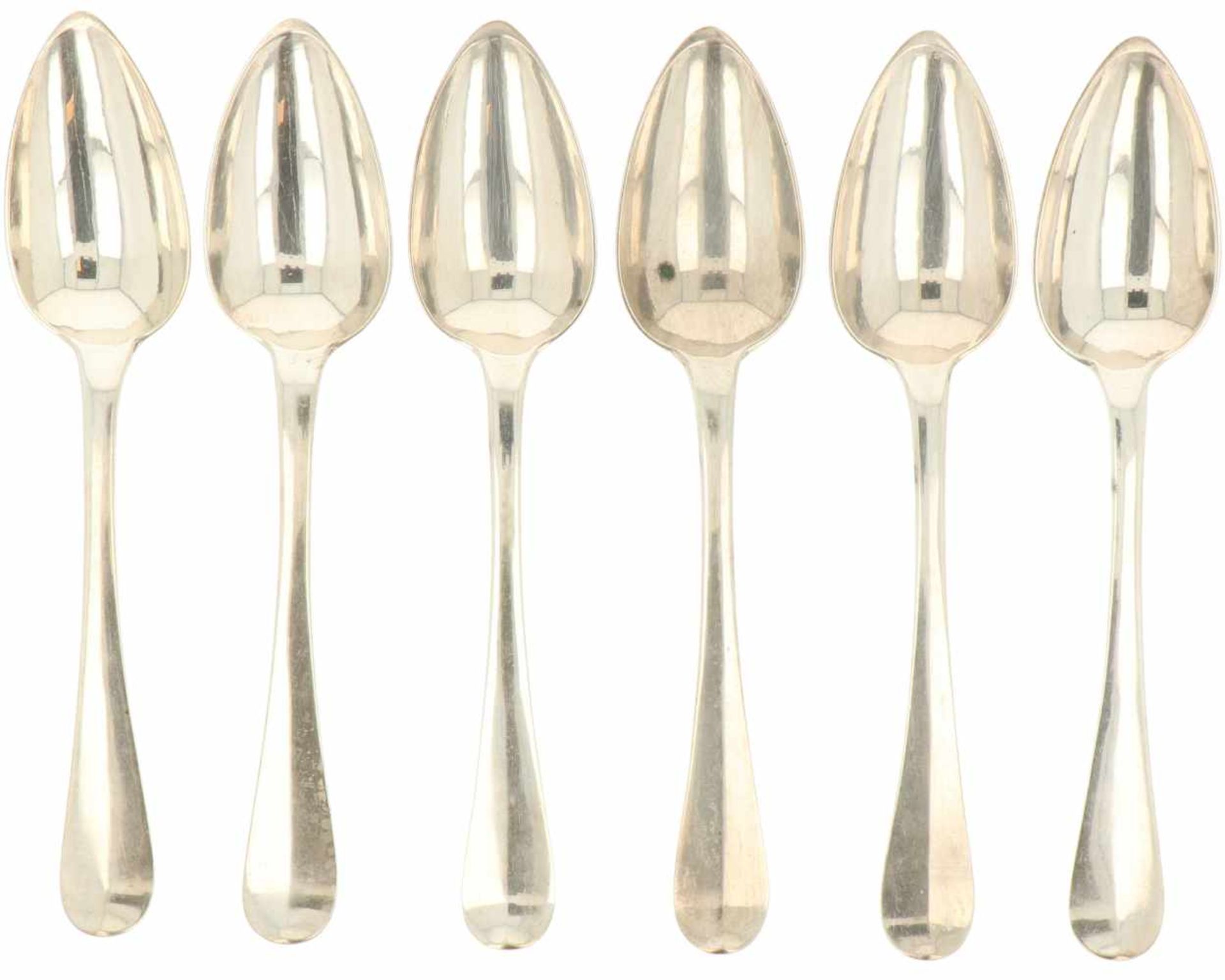 (6) piece set of silver dinner spoons.