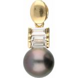 Pendant yellow gold, ca. 0.36 carat diamond and Tahiti pearl - 18 ct.