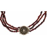 Necklace, diamond and granate - 925/1000.