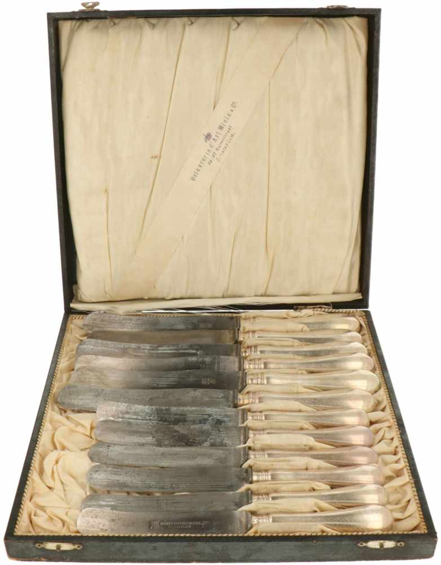 (12) Piece set of silvered knifes.