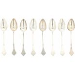 (8) Piece set of silver coffee spoons.