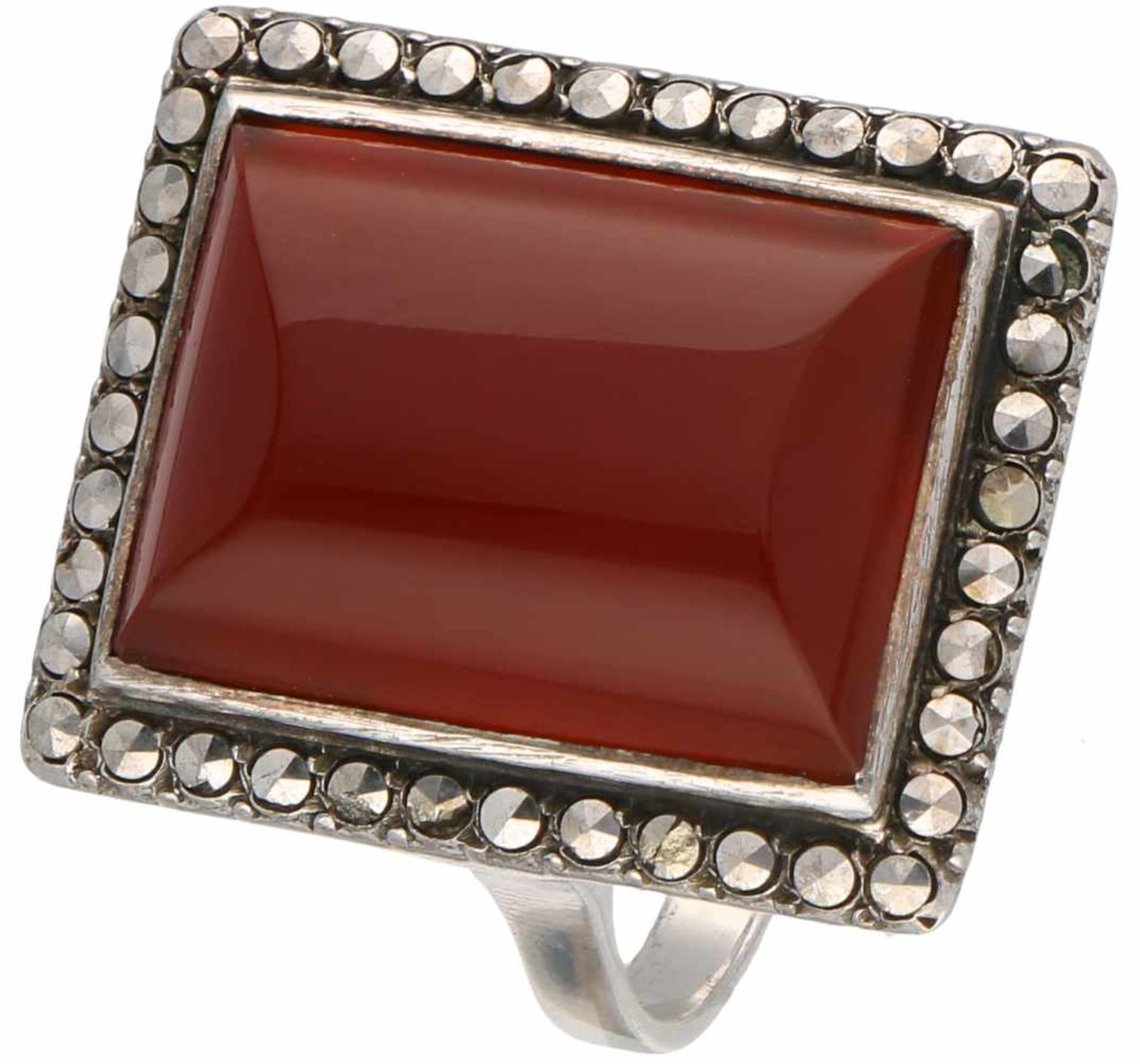 Ring silver, carnelian and marcasite - 925/1000.